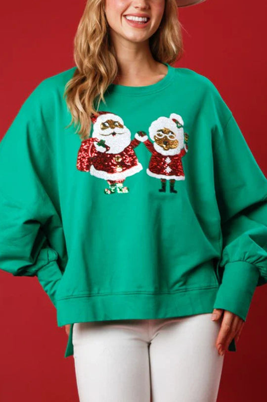 EB | Weihnachtsmann Pailletten Lässig Lockere Lange Ärmel Sweatshirt