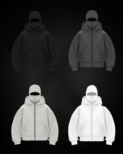 EB | Sweatshirt Mantel mit Doppelkapuze und Reißverschluss