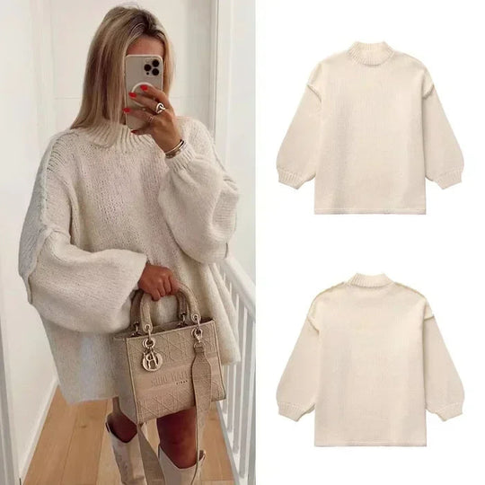 EB | Strickpullover mit Rollkragen und stylischen Puffärmeln