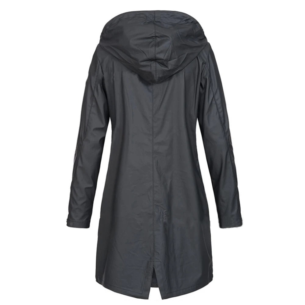 EB | Damen Langer Herbstmantel mit Hohem Kragen & Knopfleiste