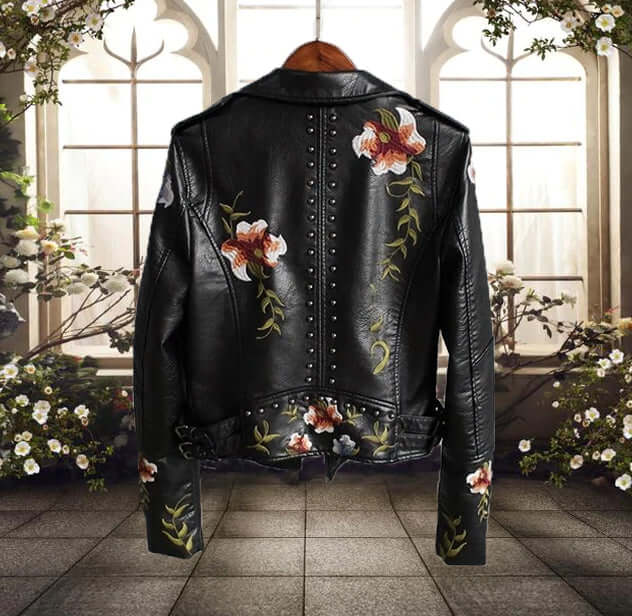EB | Damen Blumenmuster Motorradjacke