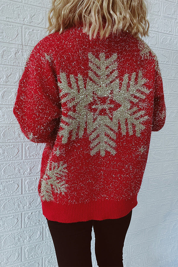 EB | Weihnachtsmuster Gestrickter Rundhalsausschnitt Langarmpullover