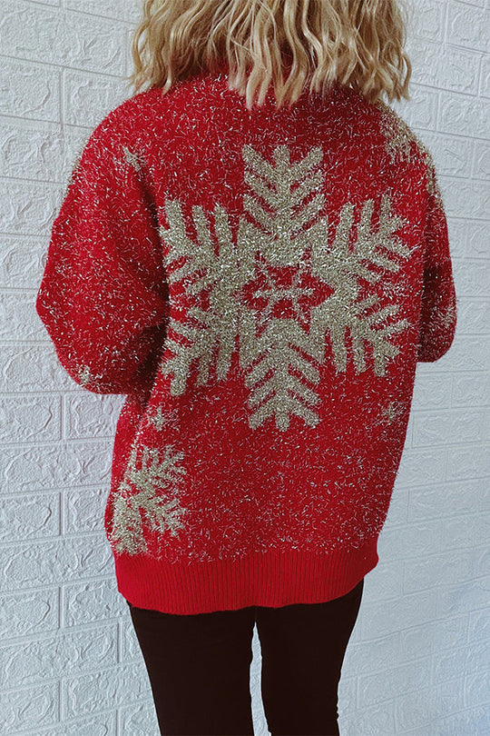 EB | Weihnachtsmuster Gestrickter Rundhalsausschnitt Langarmpullover