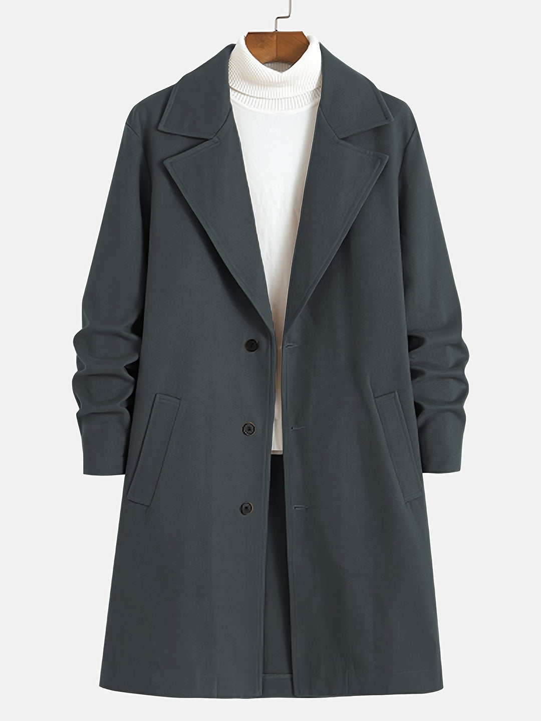 EB | Elegante Lange Jacke Polyester und Wolle Klassisch und Warm