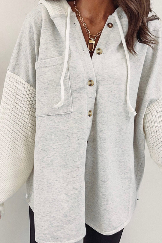 EB | Langärmelige Bluse mit Kapuze und Knöpfen Baumwollmischung Komfort und Stil