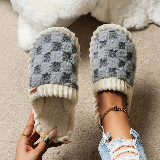 Creme Flauschige Damen Pantoffeln EB