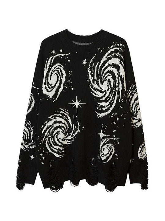 EB | Farbe Vintage Druck Zerrissene Sweatshirt