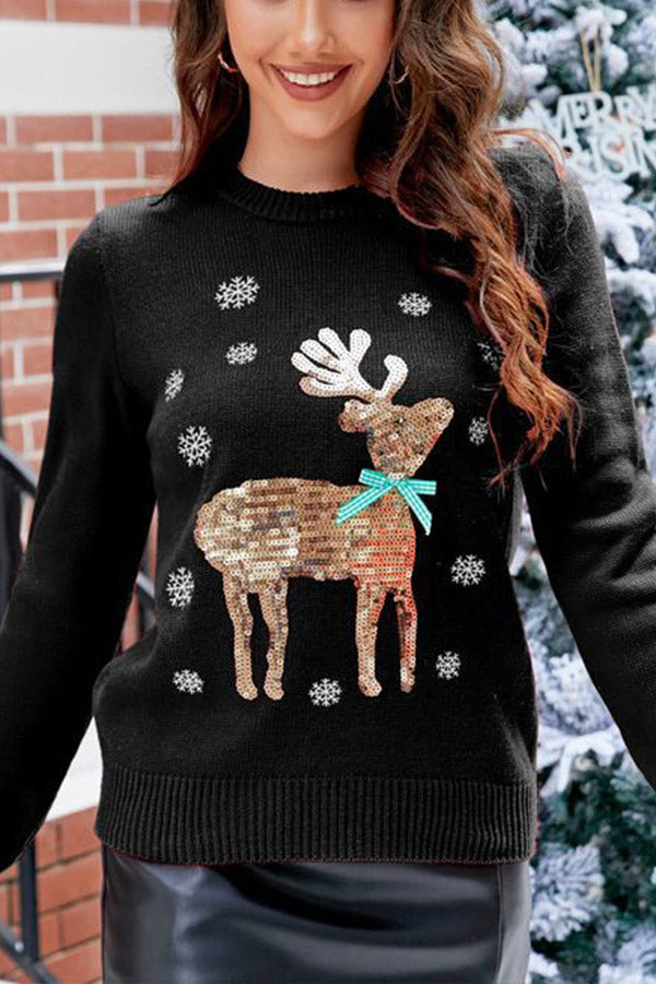 EB | Süßer Weihnachts-Strickpullover mit Rehstickerei