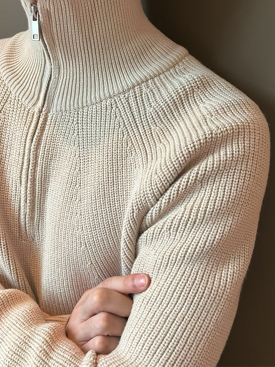 EB | Strickjacke mit Reißverschluss und Hohem Kragen Weich und Komfortabel Acryl