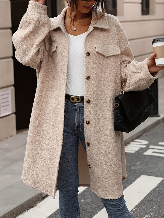 EB | Oversized Mantel mit Großen Taschen Polyester Lässig und Trendy