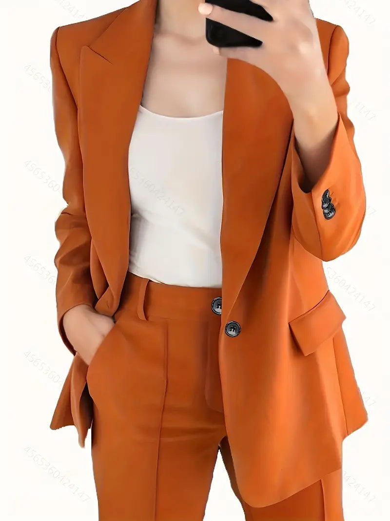 EB | Blazer mit Revers und Erweiterte Hosen Set mit Knopfverschluss