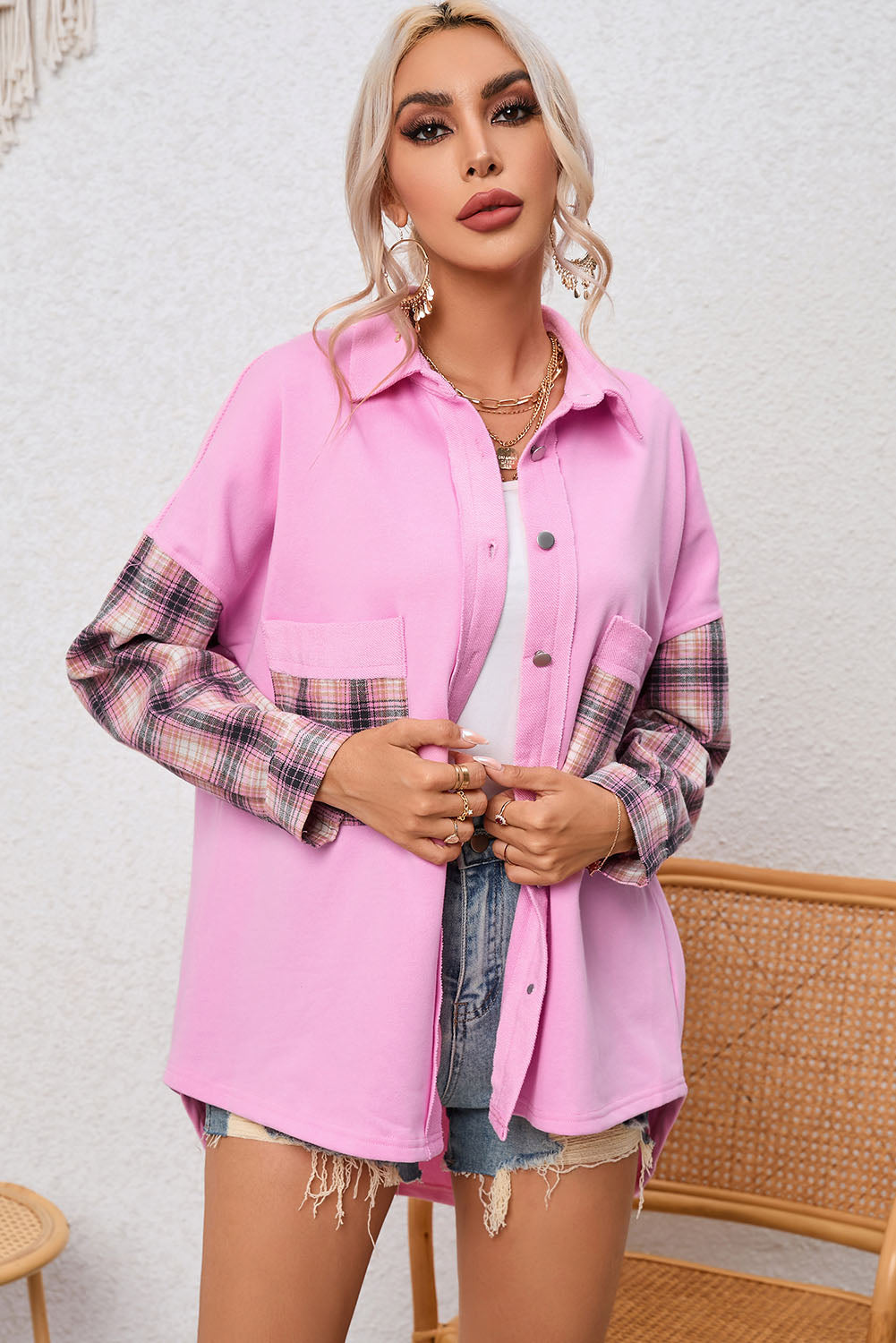 EB | Gepunktete Flanellhemden Polyester und Baumwolle Einzigartiger Look