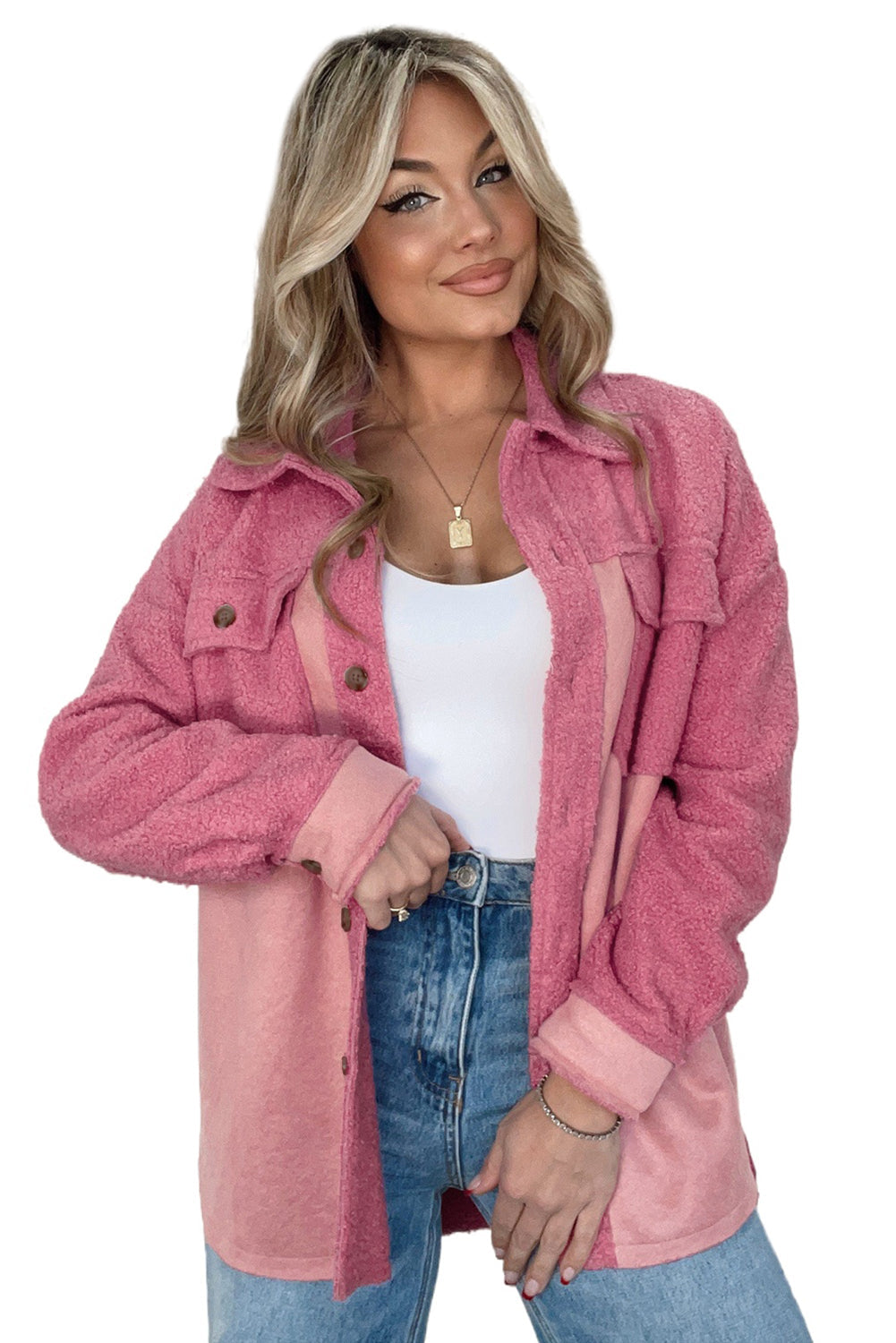 EB | Weiche Hemdjacke mit Knöpfen Polyester Lässig und Trendy