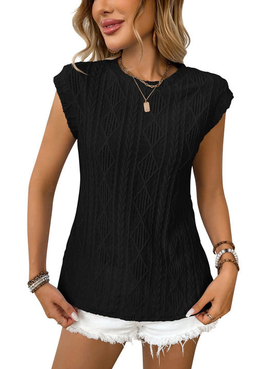EB | Jacquard T-Shirt mit Rundhalsausschnitt und kurzen Ärmeln