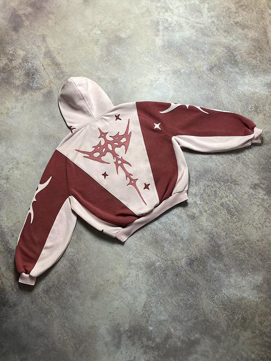 EB | Kontrastfarbe Buchstaben Oversized Hoodie mit Langen Ärmeln