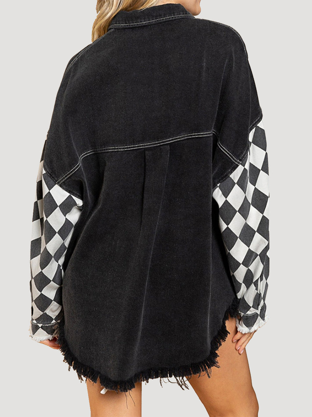 EB | Geometrische Rohsaum Denimjacke