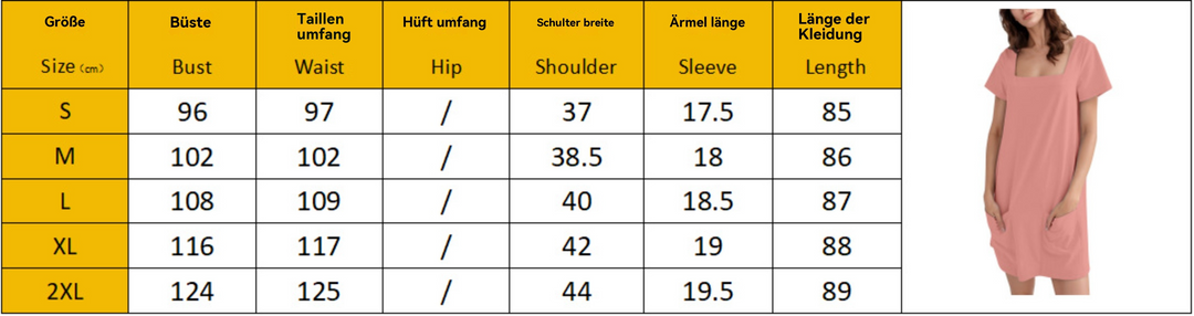 EB | Freizeitkleid mit quadratischem Ausschnitt und Tasche