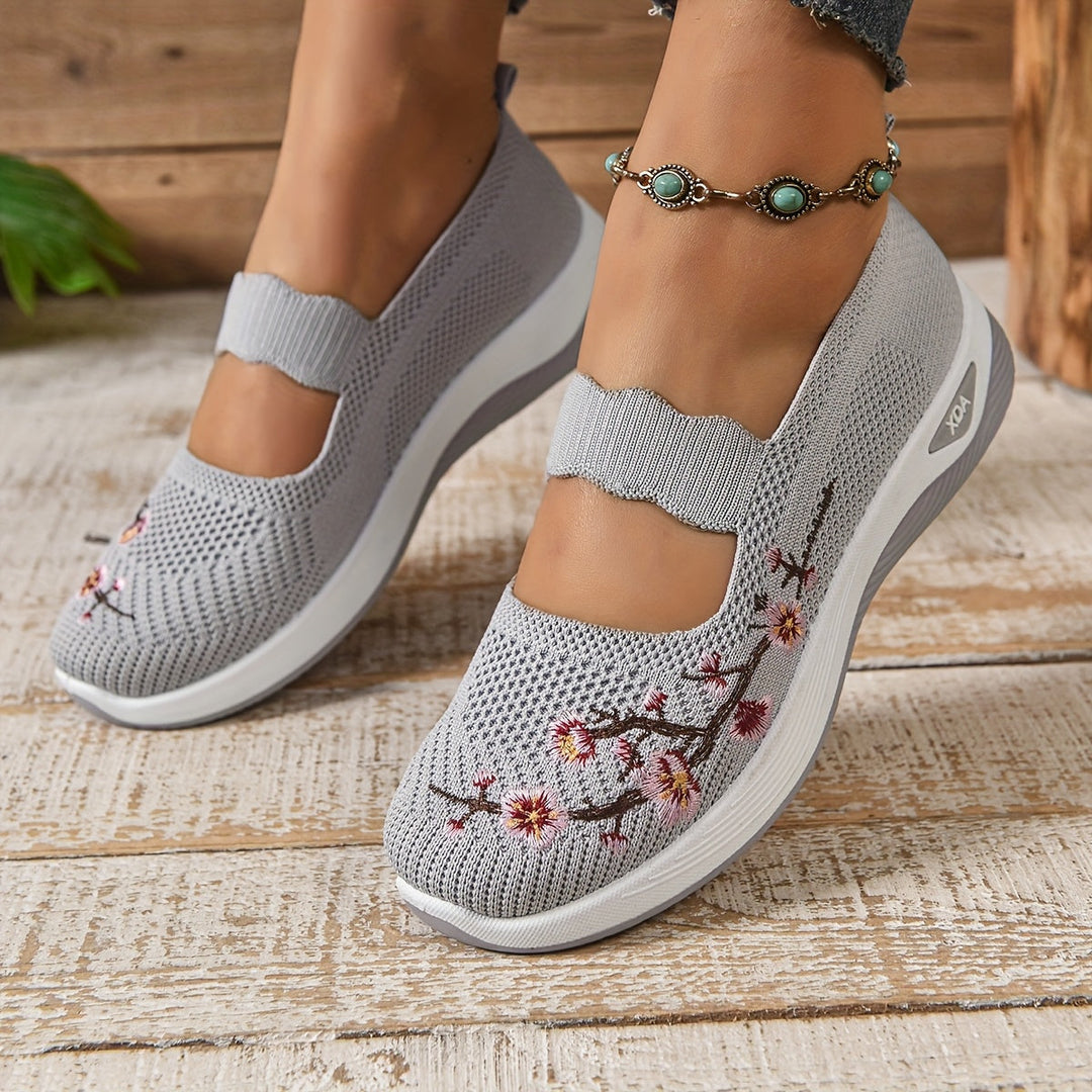 Blumenbestickte Mesh Slip-On Schuhe EB EB