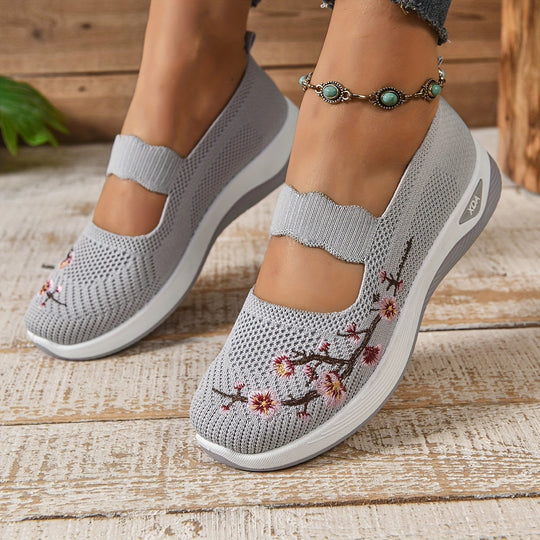 Blumenbestickte Mesh Slip-On Schuhe EB EB