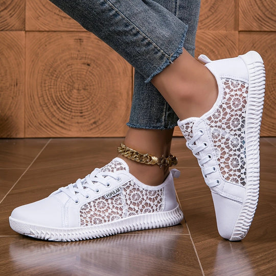 Sneakers mit floraler Spitze und atmungsaktivem Mesh-Futter EB EB