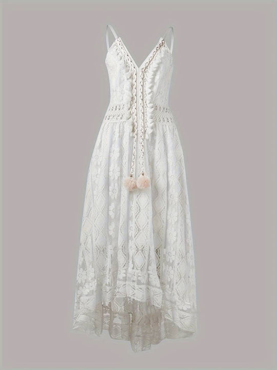 EB – boho-maxi-sommerkleid mit spaghettiträgern und v-ausschnitt