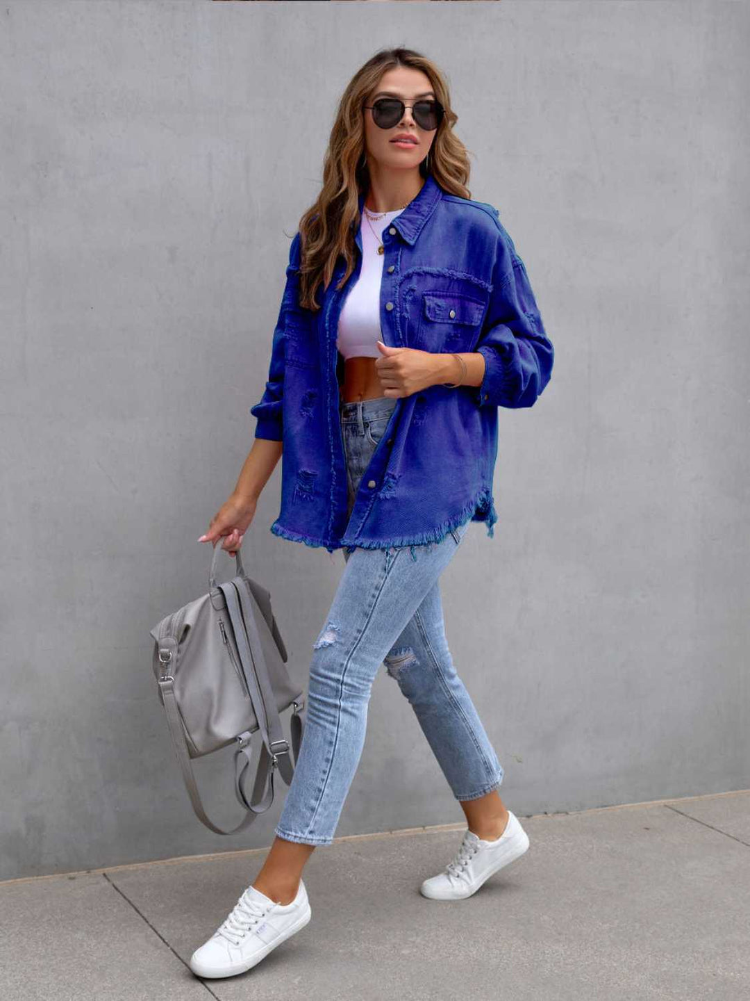 EB | Distressed Drop Shoulder Denimjacke