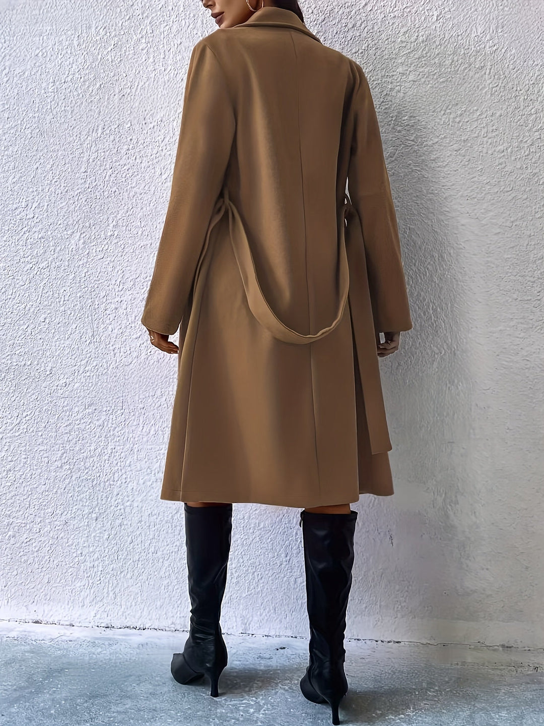 EB | Trenchcoat mit Gürtel und einfarbigem Polyestermaterial für Frauen Schicke Oberbekleidung für den alltäglichen Gebrauch