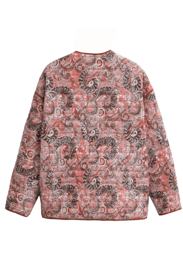 EB | Print Lockere V-Ausschnitt Cardigan Baumwolljacke