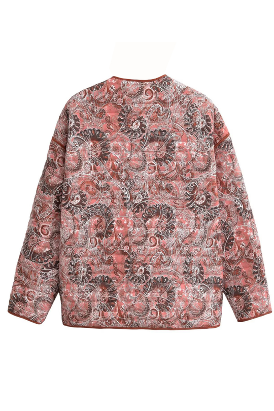 EB | Print Lockere V-Ausschnitt Cardigan Baumwolljacke