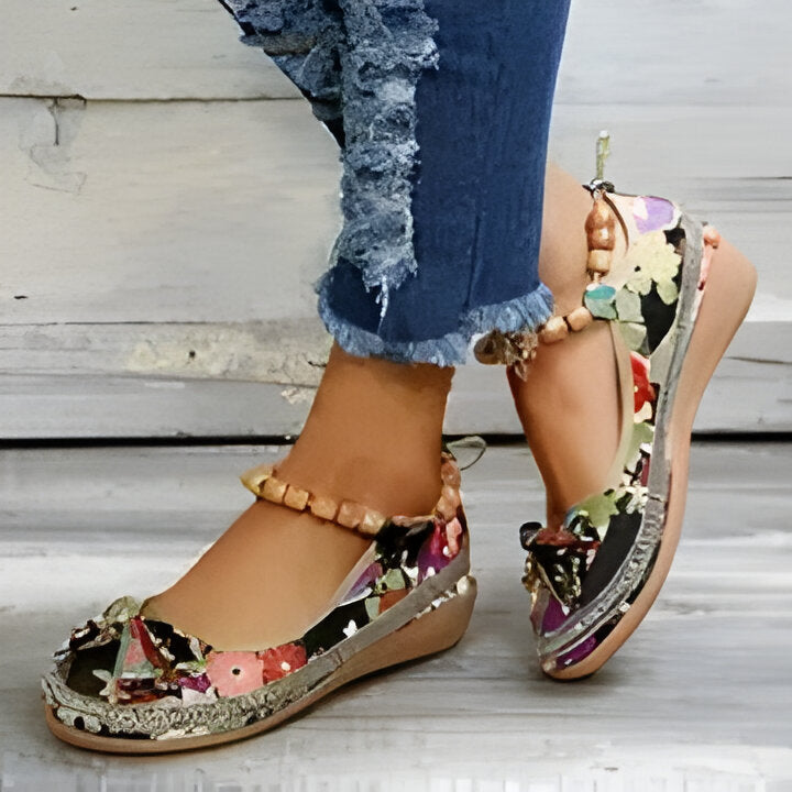Jasmine | Flache Schuhe mit Blumenmuster für Frauen EB