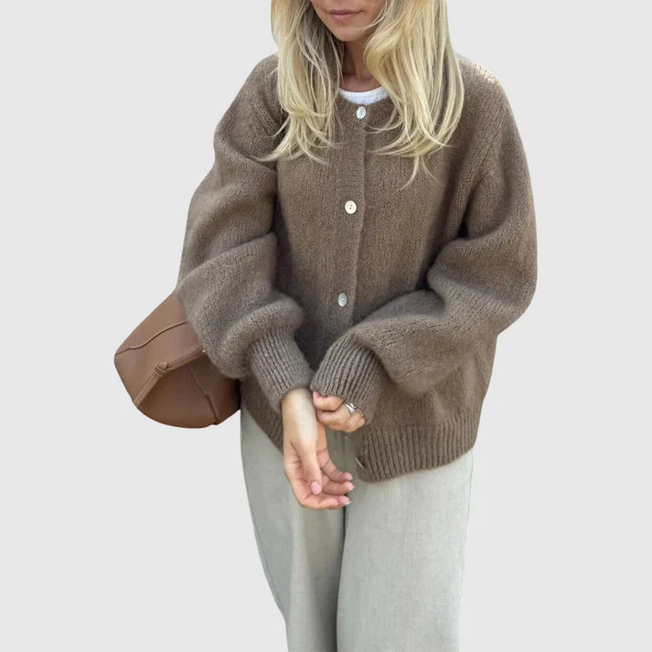 EB | Damen Cardigan mit Rundhalsausschnitt und Knopfverschluss