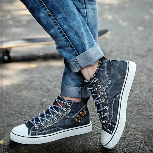 Freizeitschuhe aus Denim mit Schnürung EB