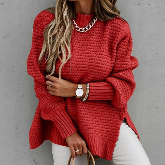 EB | Strickpullover Oversized Schnitt Hoher Ausschnitt Weich und Warm
