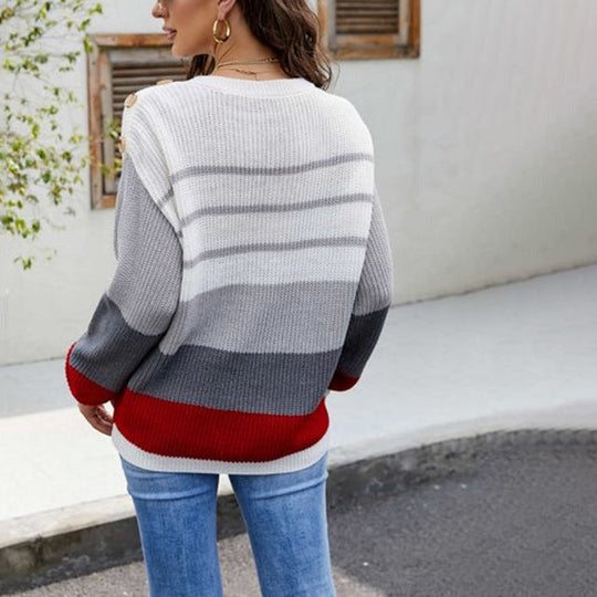 EB | Strickpullover mit Knopfdetails Acryl Komfortabel, Stilvoll