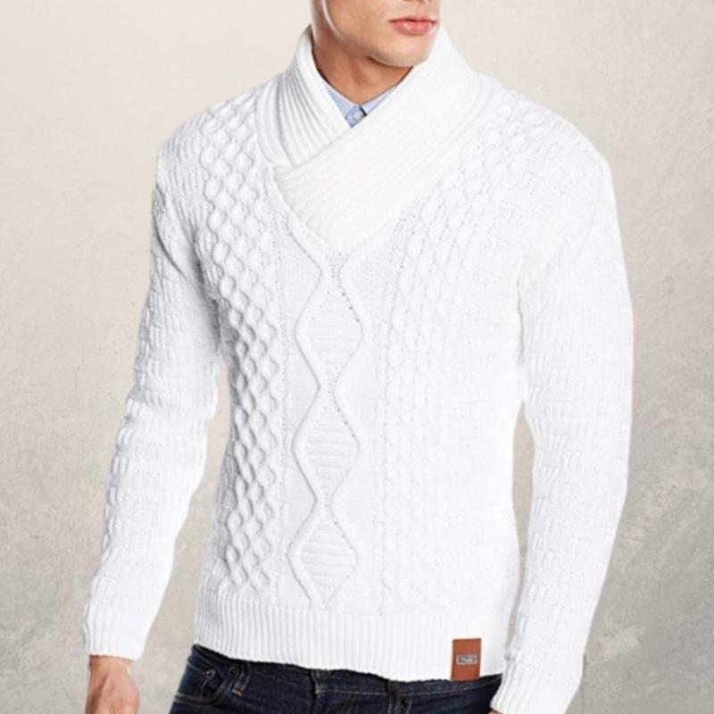 EB | Wollschal Kragen Pullover Kabelstrick Winterpullover