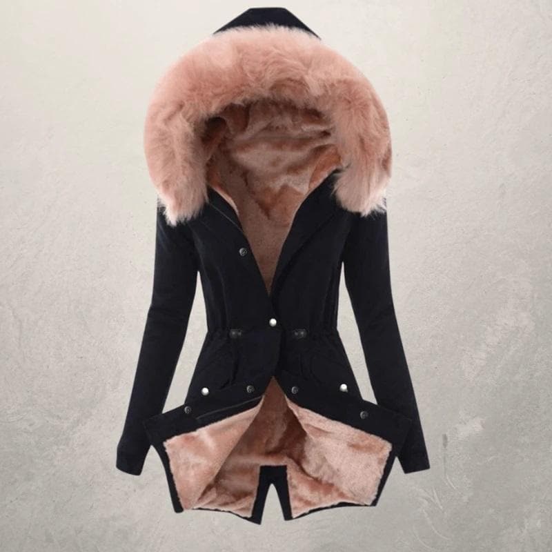 EB | Parka-Jacke - Mittellange Passform - Gefüttert mit Kunstfell - Kapuze und Knopfverschluss
