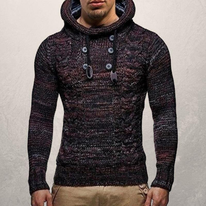 EB | Wool Kabelstrick Kapuzenpullover Slim Passform Pullover