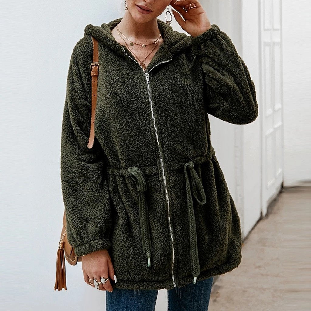 EB | Teddyjacke - Weicher Plüsch - Kapuze & Reißverschluss - Oversized Passform - Taschen