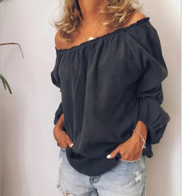 EB | Off Shoulder Bluse mit Eleganten Ballonärmeln