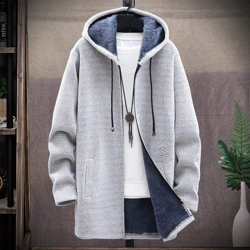 EB | Jacke Wollmischung Kordelzugkapuze Gefüttert und Warm Reißverschluss & Seitentaschen