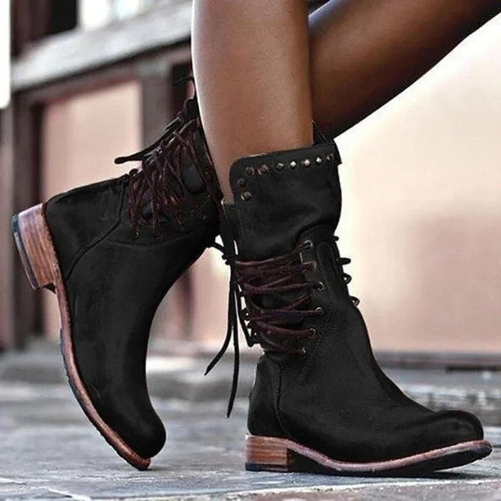 EB | Stylische Lederstiefel mit Schnürsenkeln
