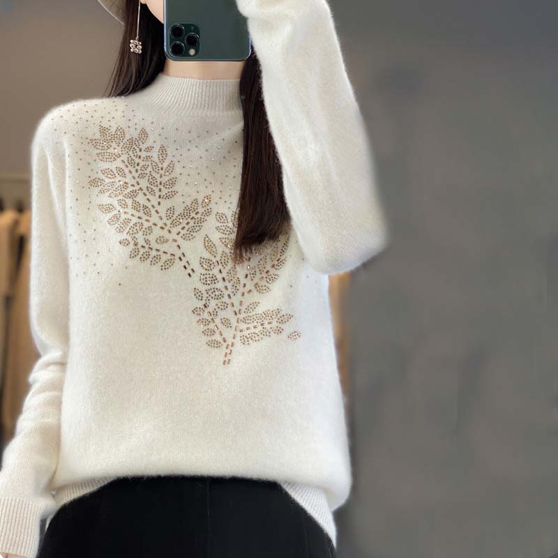 EB | Strickpullover Mit Zartem Blättermuster