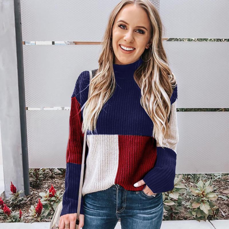 EB | Strickpullover Oversized Fit Blockmuster Weich und Warm