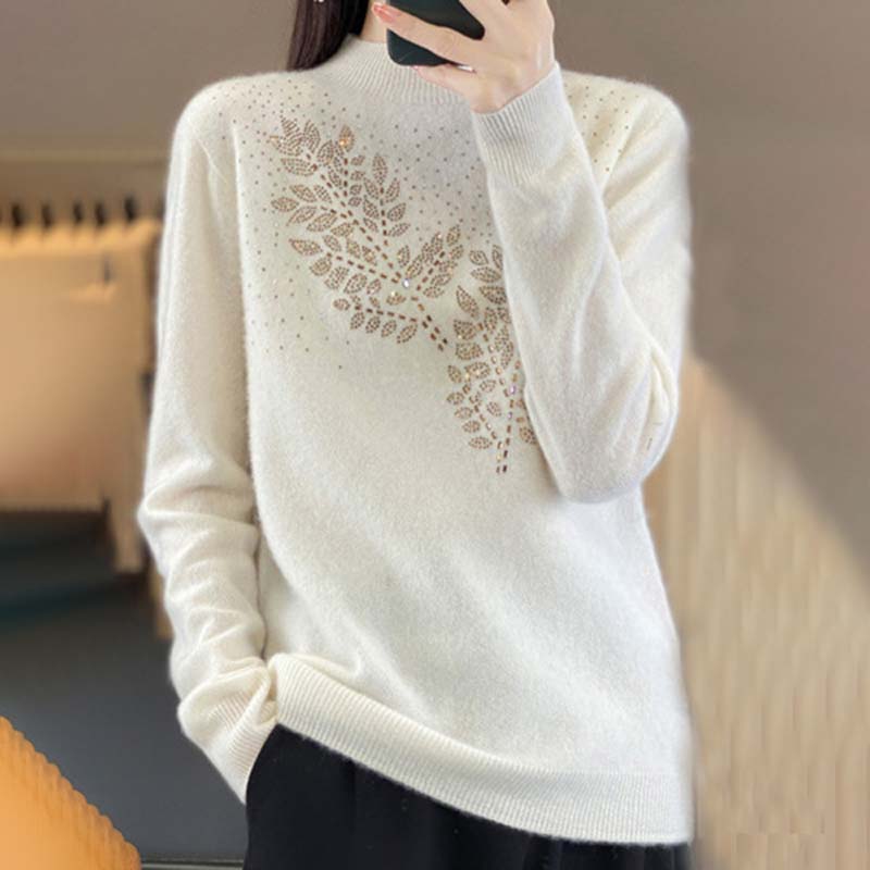 EB | Strickpullover Mit Zartem Blättermuster