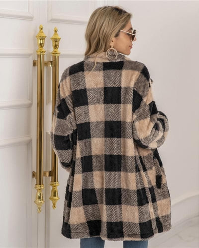 EB | Mantel Übergröße Soft und Warm Kariertes Muster Knopfverschluss