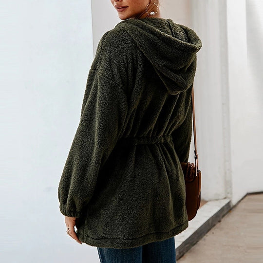 EB | Teddyjacke - Weicher Plüsch - Kapuze & Reißverschluss - Oversized Passform - Taschen