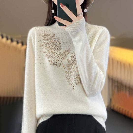 EB | Strickpullover Mit Zartem Blättermuster