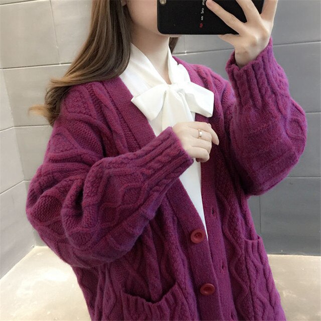 EB | gestrickte Jacke Lang, dick und warm