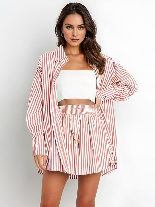 EB | Fashion Shirt Gestreift Langarm Zweiteiliges Set