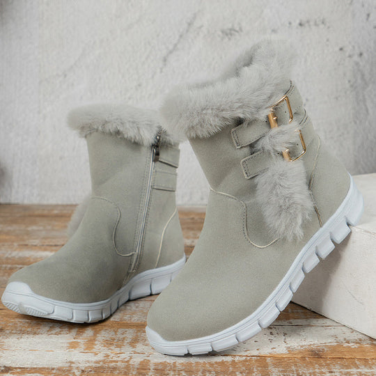Stilvolle Winterstiefel mit Fellbesatz und Schnallen EB EB